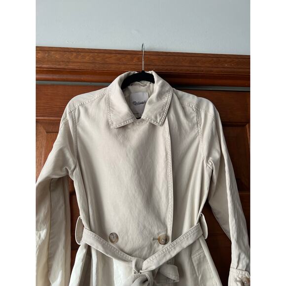 NWT Madewell Women's Belted Trench Coat in Drapey Twill Muted Stone Size XXS - Picture 3 of 16